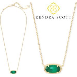 NWT Kendra Scott Elisa Gold Pendant Necklace in Emerald Cat’s Eye